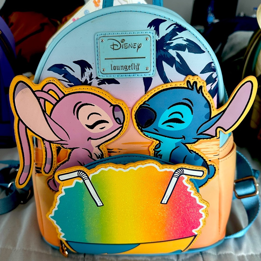 Loungefly Stitch and angel snowcone backpack